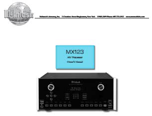 Инструкция по настройки, установки, эксплуатации и подключению AV-процессора McIntosh MX-123