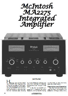 Обзор интегрального усилителя McIntosh MA 2275