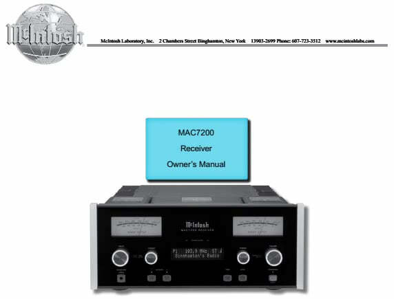 Руководство по использованию ФМ-тюнера McIntosh MAC-7200