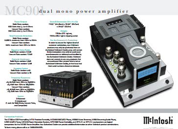 Основные возможности и особенности гибридного (лампы + транзисторы) усилителя мощности McIntosh MC-901