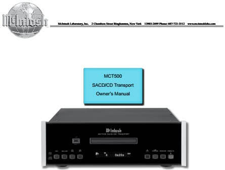 Руководство пользователя для SACD-проигрывателя MCT-500 (английский язык)